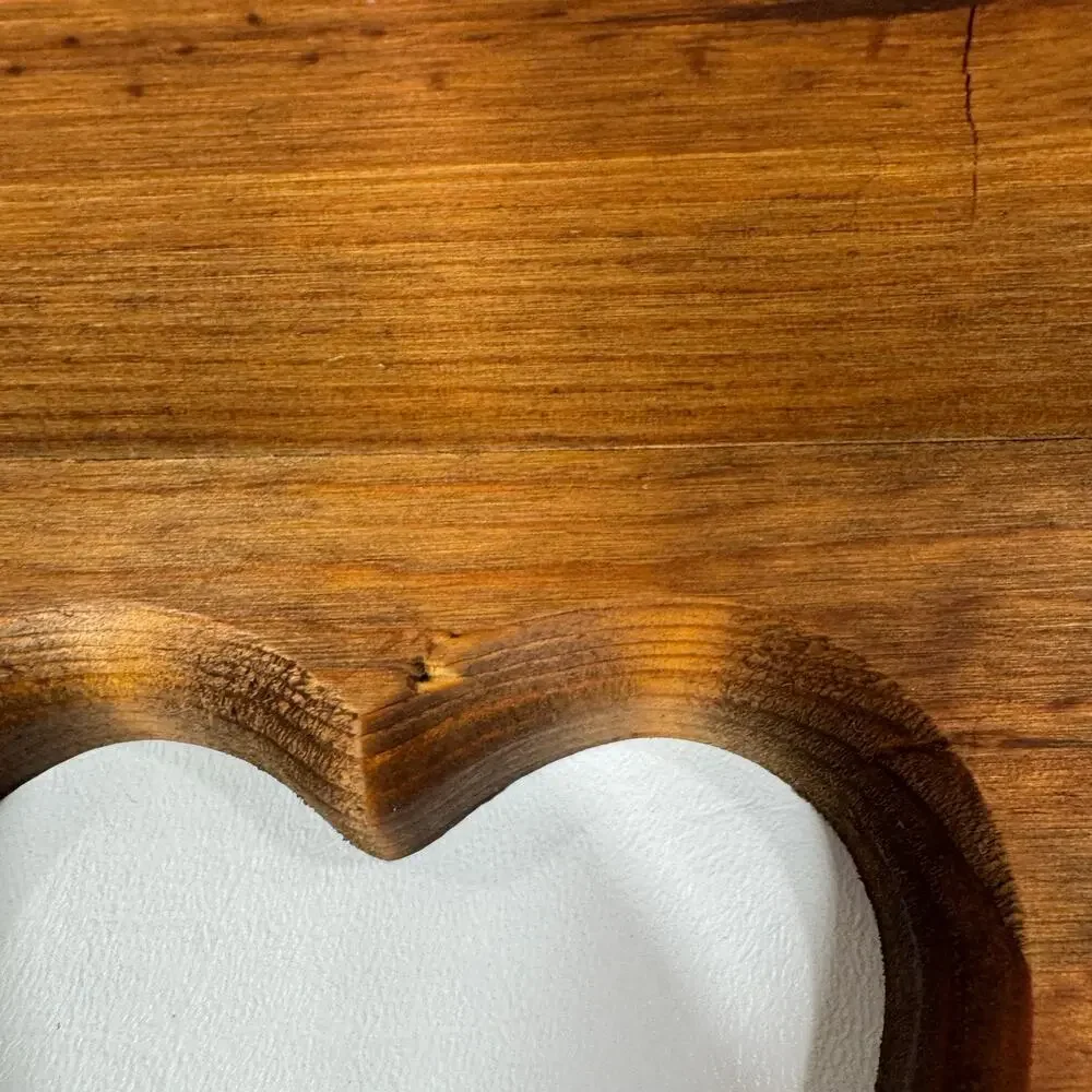 Vintage Wood Wall Shelf Pine Heart Cutout Plate Groove Country Farmhouse Decor